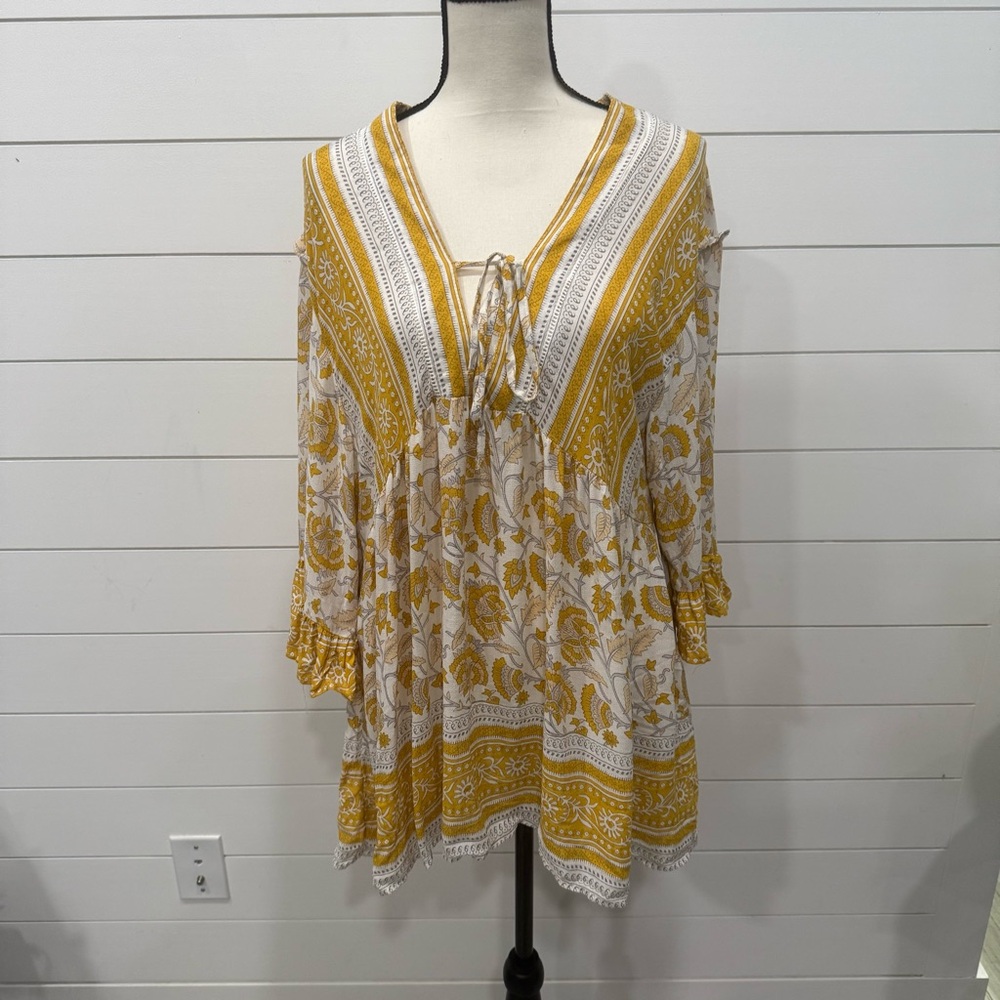 Rachel Zoe Yellow and White Floral Tunic NWT